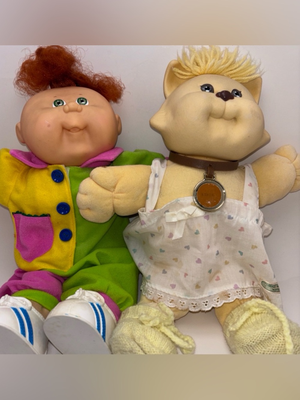 Vintage Cabbage Patch Kids Lot 2 Dolls 1983 Koosas Red Hair Green Eyes